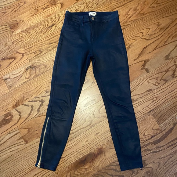 L’Agence | Skinny Coated Jeans | gold zipper detail | size 26 - Picture 1 of 4